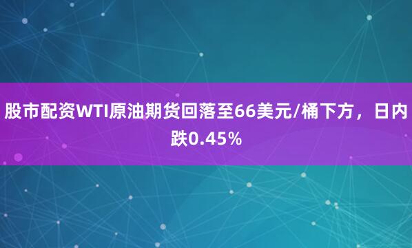 股市配资WTI原油期货回落至66美元/桶下方，日内跌0.45%
